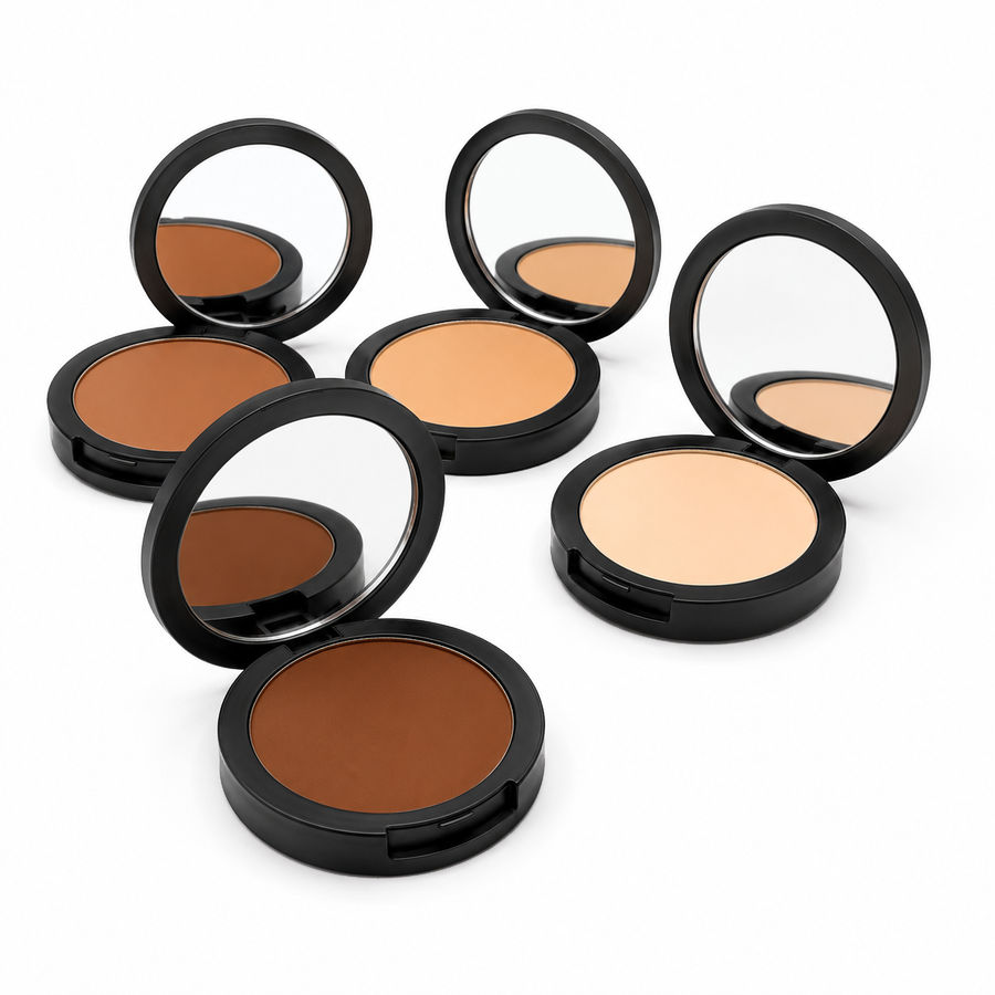 Open AltoV Beauty Powder Foundation compacts in shades from deep to fair